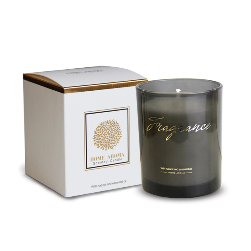 Outstanding Design 160g White Glass Candle with Electroplating & Laser Printing for Gift