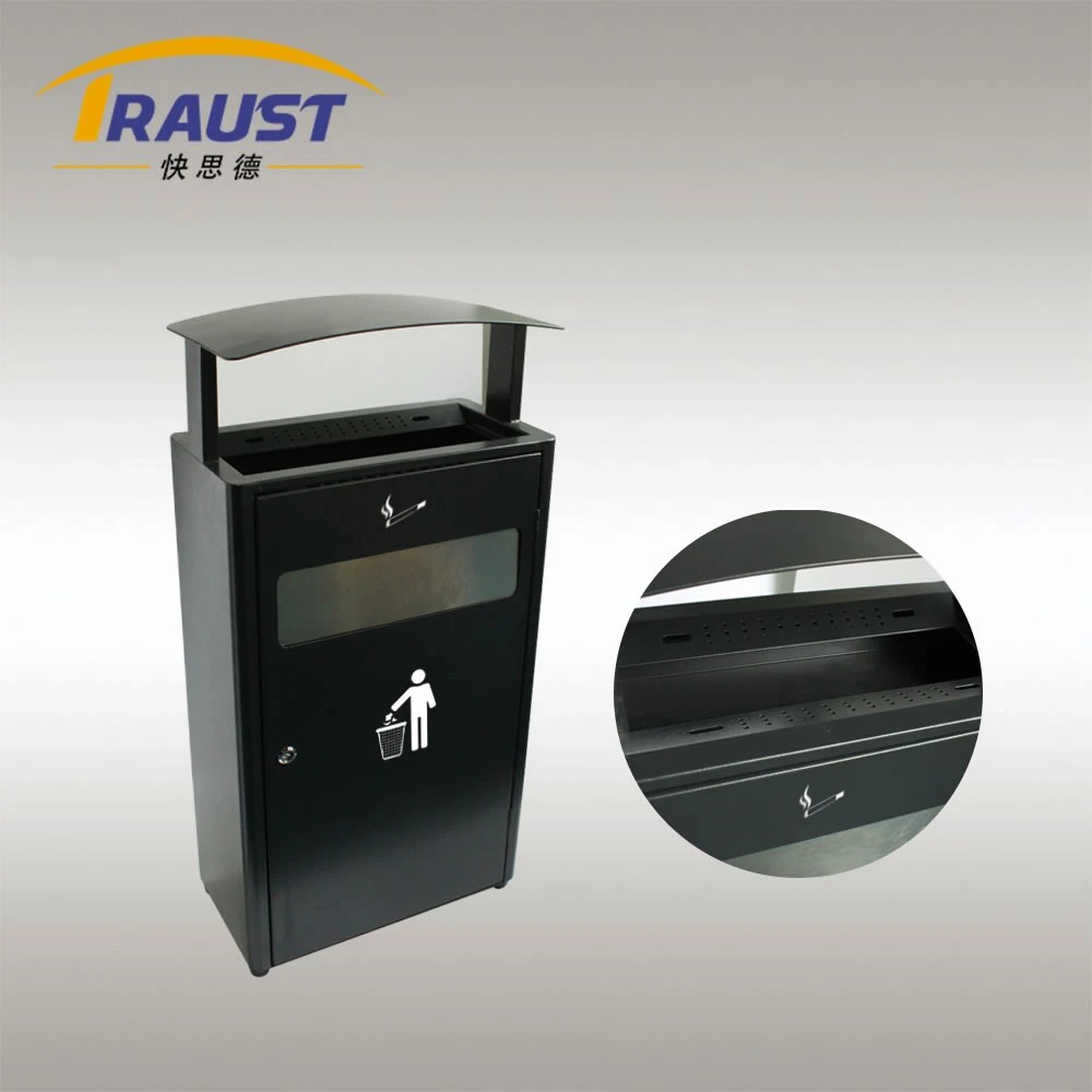 Vtraust Public Steel Metal Garbage Trash Ash Can Bin Ashtray