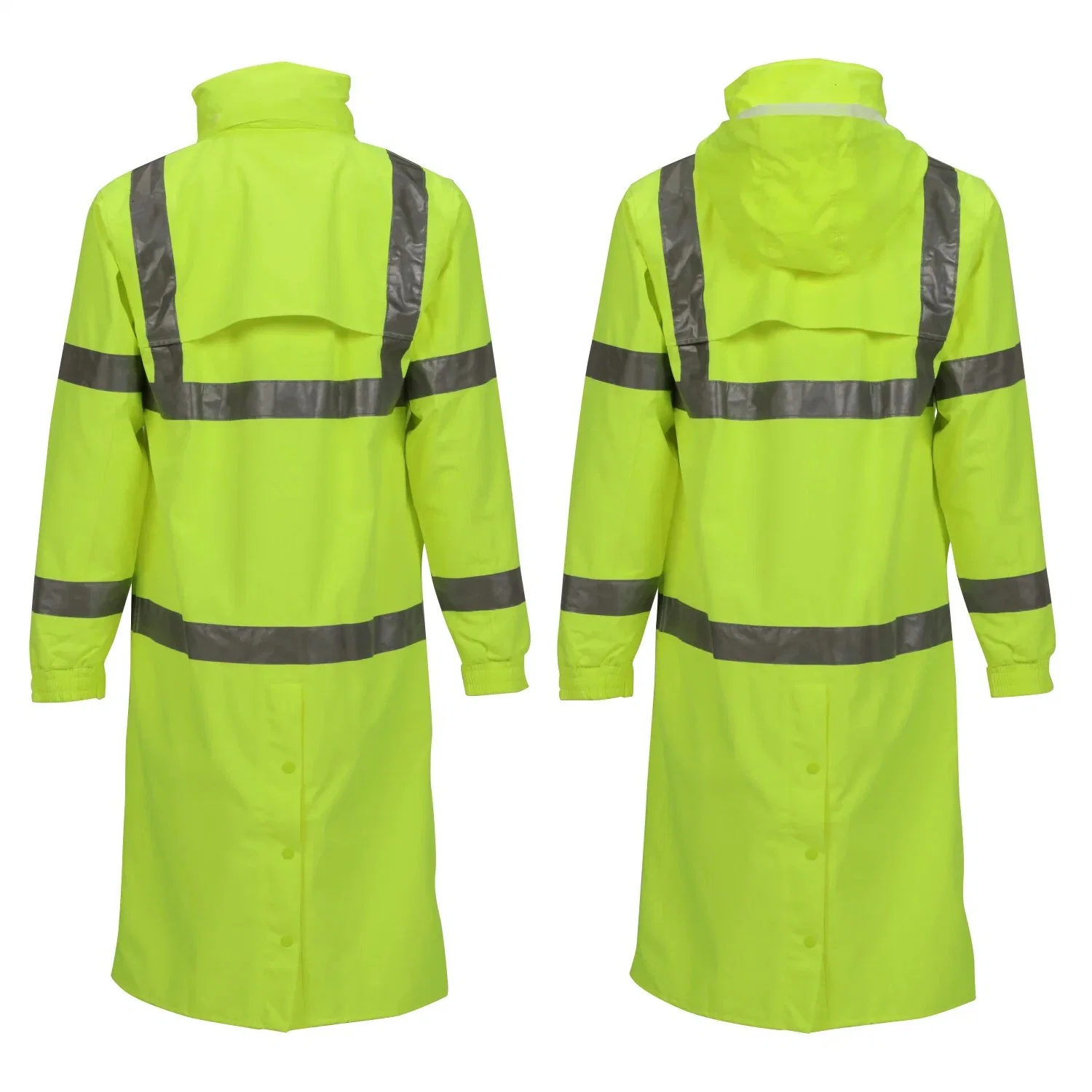 Safety Polyurethane Polyester Raincoat High Visibility Breathability Work Wear