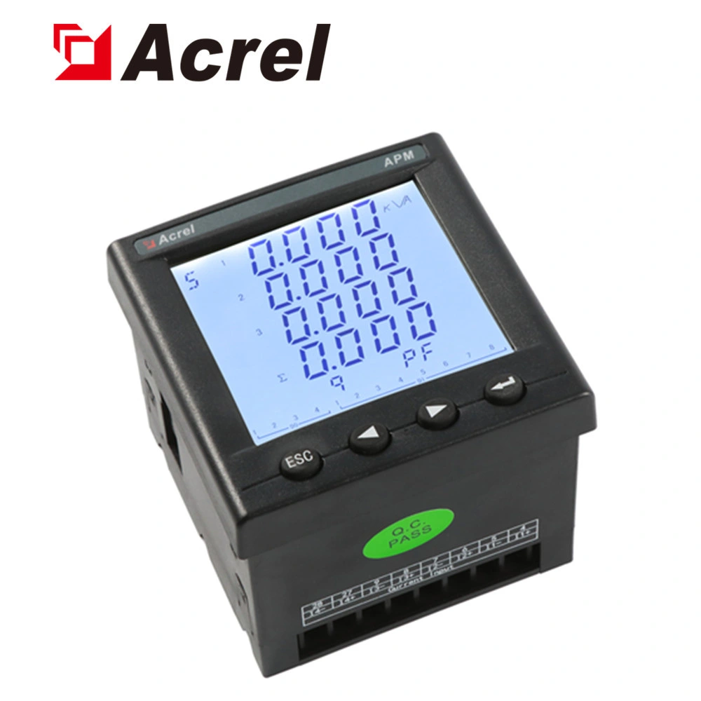 Acrel Apm800/MD82 LCD Display 690V Three Phase Multifunction Power Monitor Meter Power Analyzer with 8di/2do