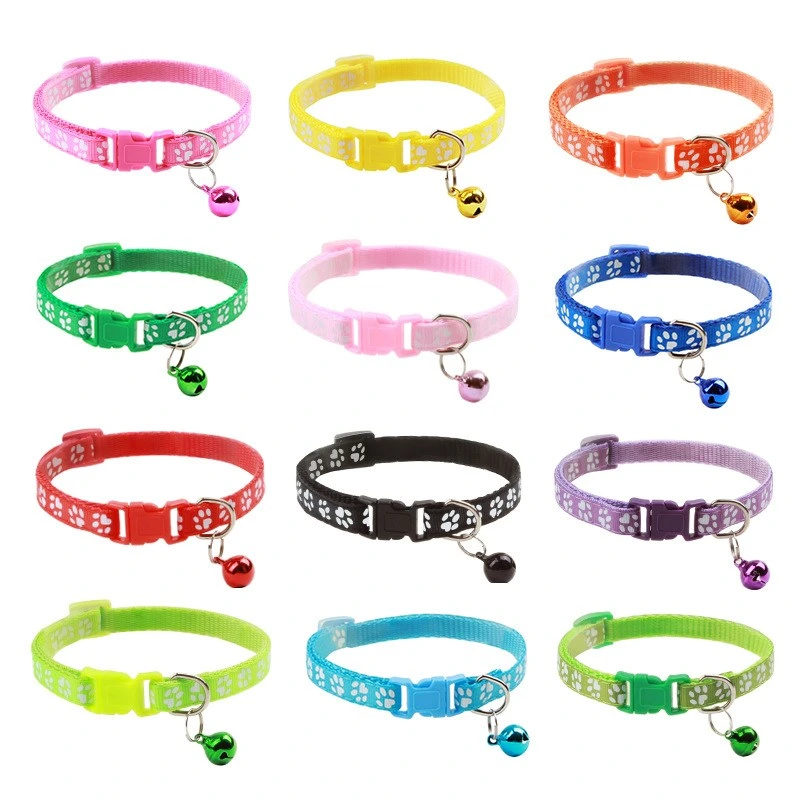 New Cute Bell Collar for Pet Cartoon Footprint Collars Leads Cat Accessories