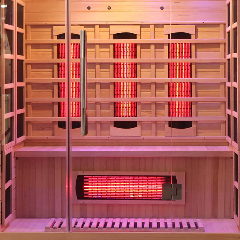 Traditional Full Spectrum with Infrared Glass Door Steam Sauna Wooden Room