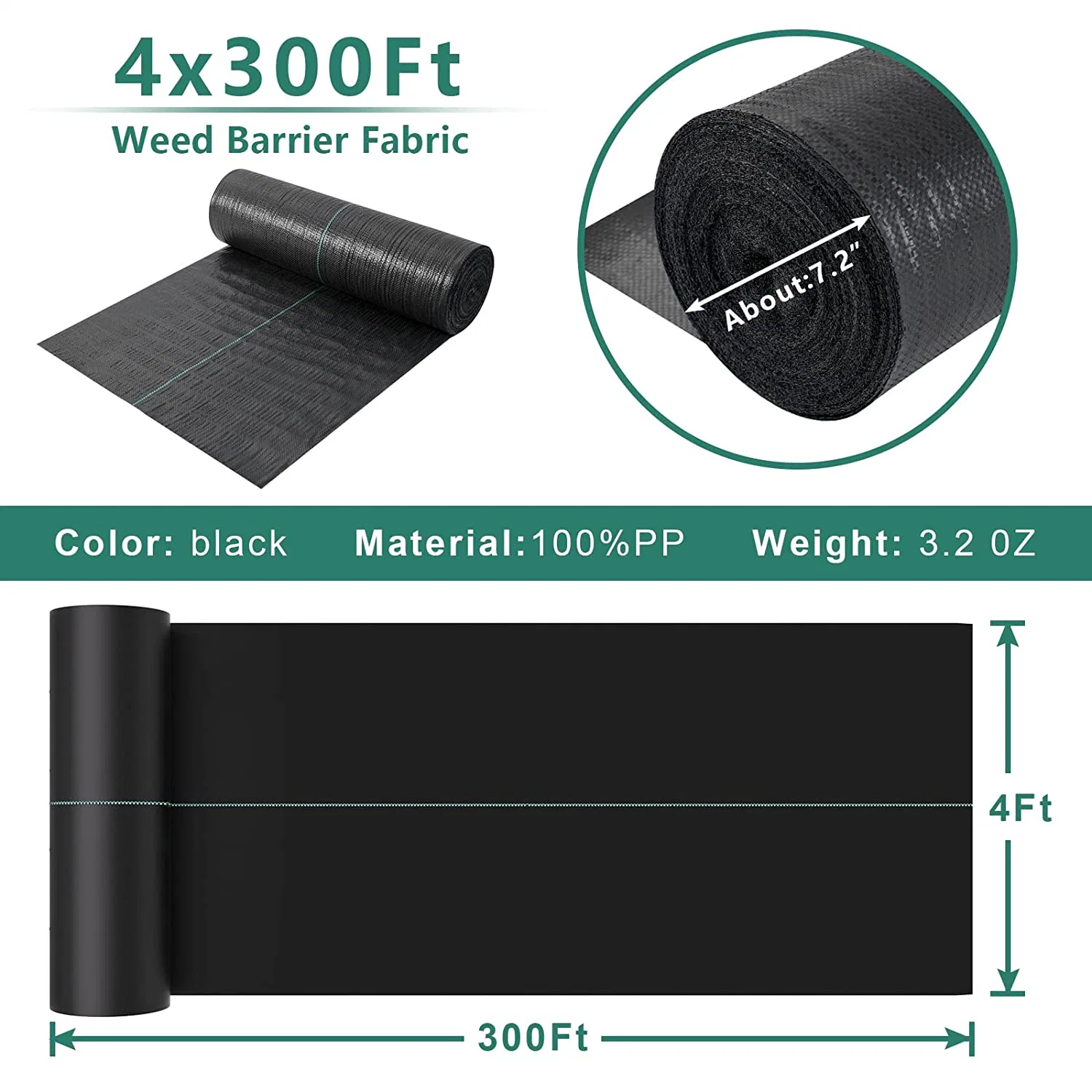 Greenhouse Garden Plastic Weed Cloth 3.0ftx300FT Premium UV Resistant Weed Block Gardening Mat, Weed Control Ground Cover for Outdoor Gardens