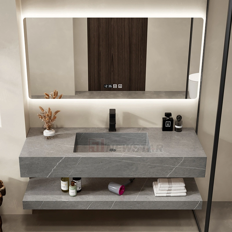 Newstar moderno Nano Blanco mármol Piedra contador mármol mármol baño Piso Vanity de pared superior