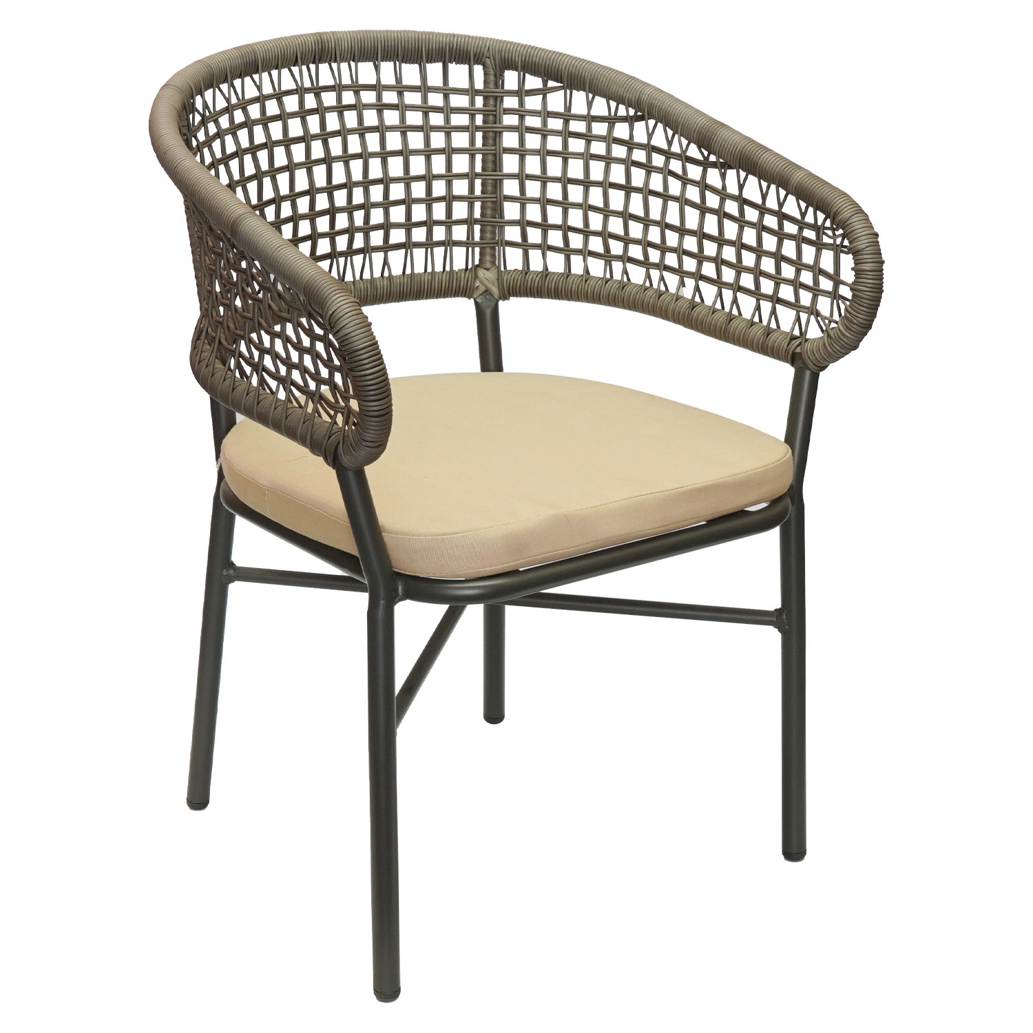 Mobilier de jardin Chaise en rotin avec coussins de jardin patio corde étanche de salle à manger Café Restaurant empilables corde tissé Président