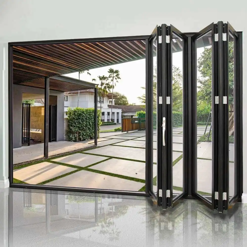 Modern White Aluminum Bi-Folding Door Glass Interior Folding Door