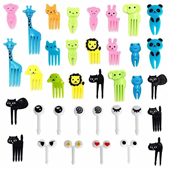 Aohea Pack of 18 Fruit Forks Kids Animal Fruit Forks Toothpicks Kids Mini Forks for Children