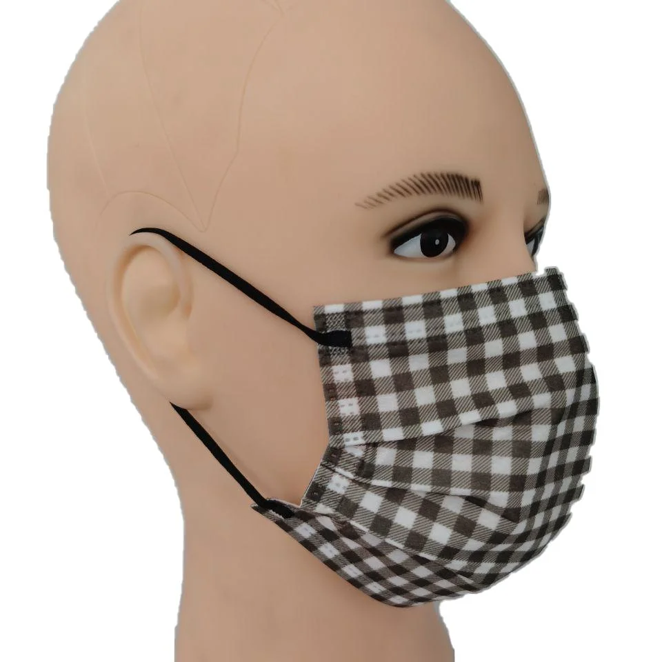 3ply Face All Disposable Mascarilla Negra and White Dental Dust Earloop Fabric Facemask Printed Custom 3 Ply Mask Black