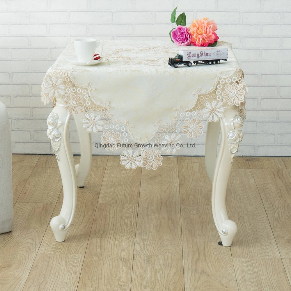 100cm*150cm Cationic Cloth Fabric Jacquard Gold White Color Table Cloth