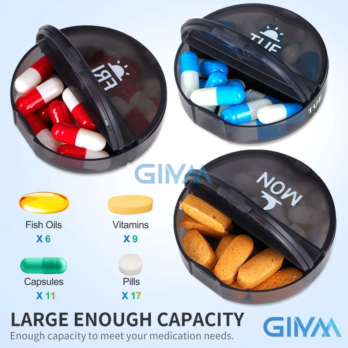 Daily Pill Case Large 4 Week Big Compartments, XL Monthly Pill Organizer 2 Times a Day, Am/Pm One Month Pill Box 28 Day