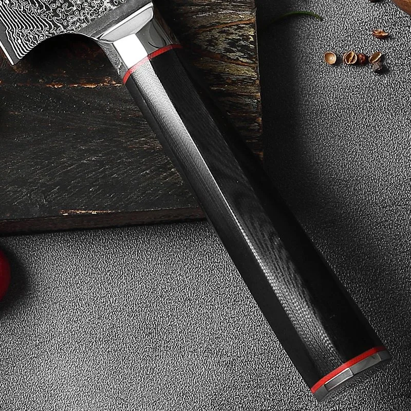 Dsk-B008 Universe Damascus Steel Blade G10 Handle Kitchen Cleaver Butcher Knife