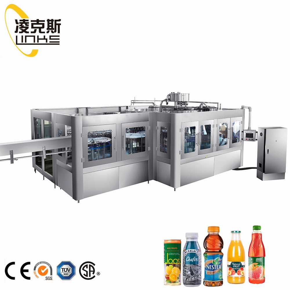 Automatic Pet Bottle Glass Bottle Beverage Hot Filling Line Glass Bottle Filler Juice Tea Packaging Energy Drink Packing Production Equipment Machine