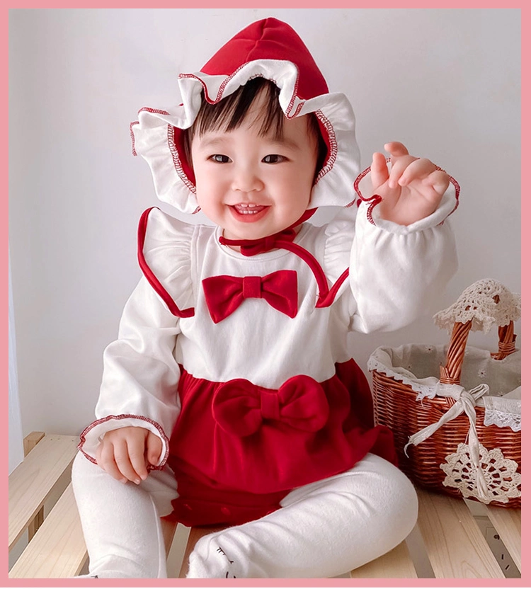 Vermelho/Branco Bebé" S Knit Romper vestuário de malha de Manga Longa