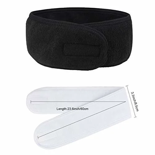 Herramienta de eliminación de accesorio de cabeza negra bordada, bañera de hidromasaje ducha maquillaje Yoga Deportes toalla diadema de tela con Velcro Custom