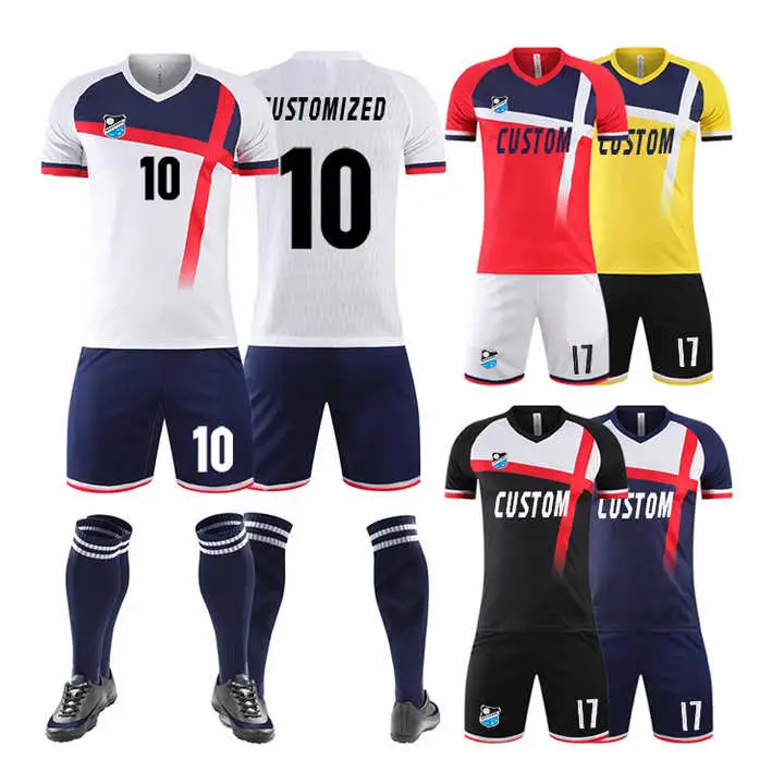 Custom Logo OEM Colorful Athletic Sports Wear Dry Fit Quick Dry Blank Sublimation Print Polo Soccer Wear T Shirts Football Jersey