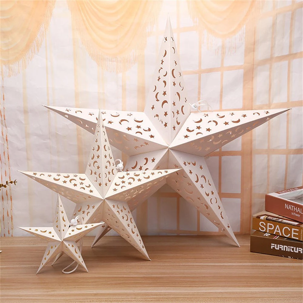 Moubarak papier Hollow Out Star Moon Pendentif suspendu Parti musulman décoration