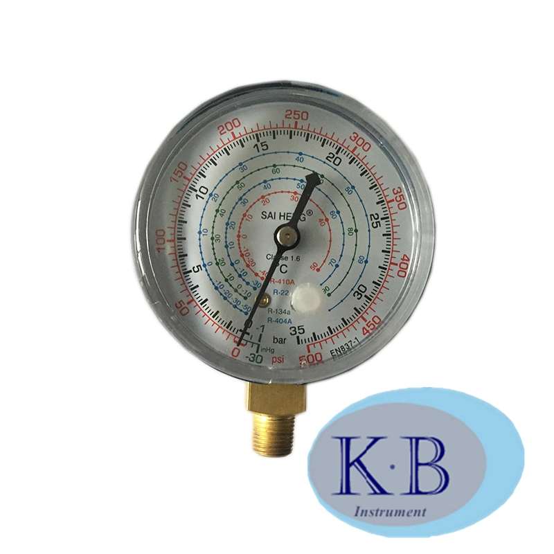 High quality/High cost performance  63mm 70mm Steel St. 304 Case Red and Blue Low OEM Refrigerant Pressure Gauges