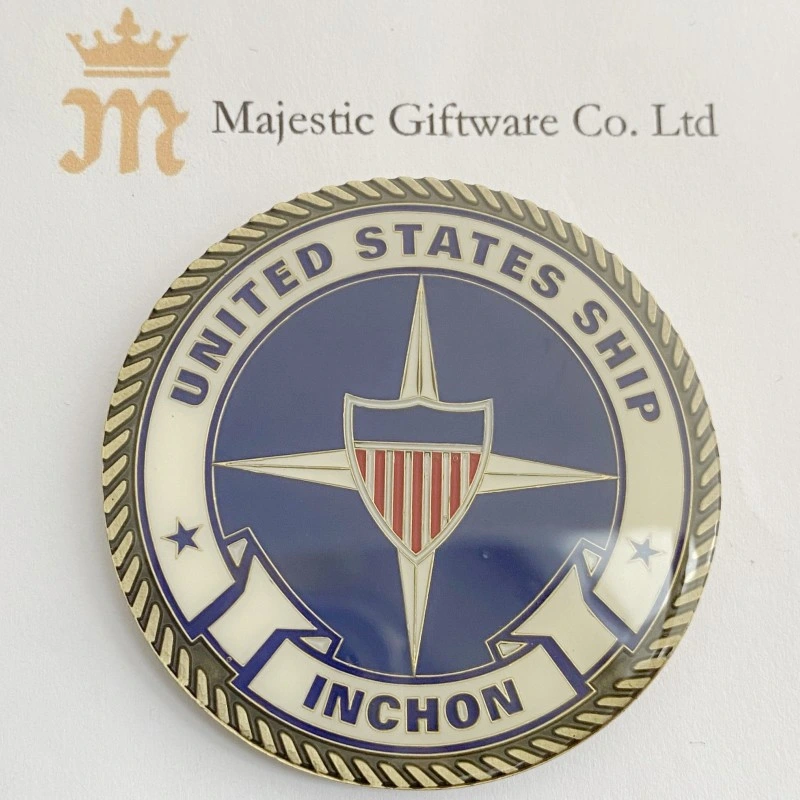 Завод изготовлено по заказу USS Inchon Dual Plated Soft Enamel с. Coin