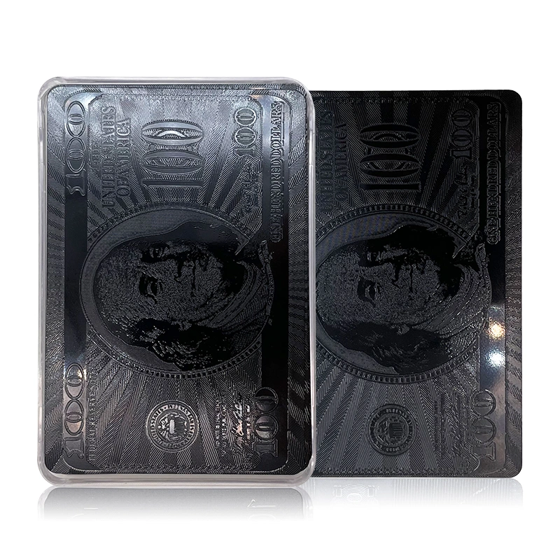 Hot sale U.S. Dollar cartes de jeu personnalisées Eco-friendly Full Black Color Printing carte de poker personnalisée