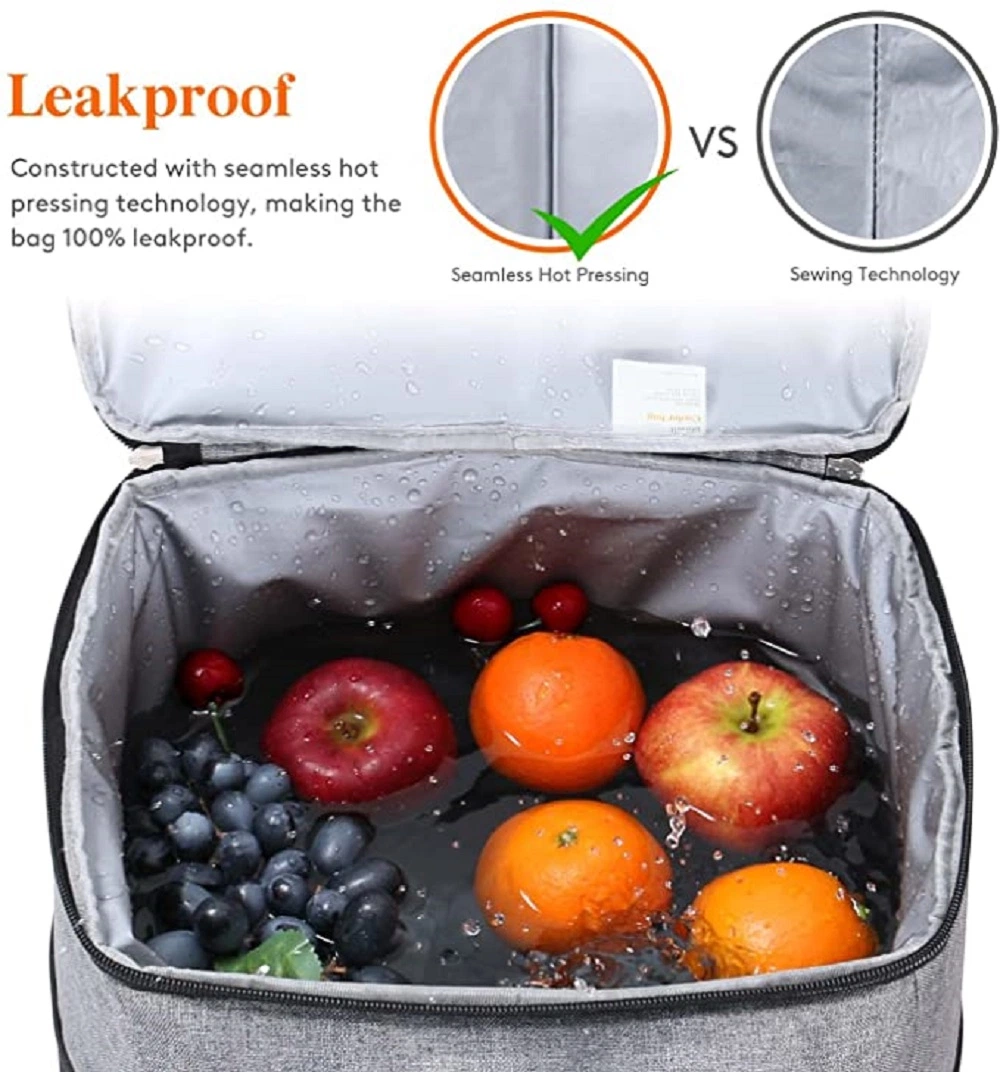 Large Lunch Bag 24-Can (15L) Insulated Lunch Box Soft Cooler Cooling Tote for Adult Men Women, Grey