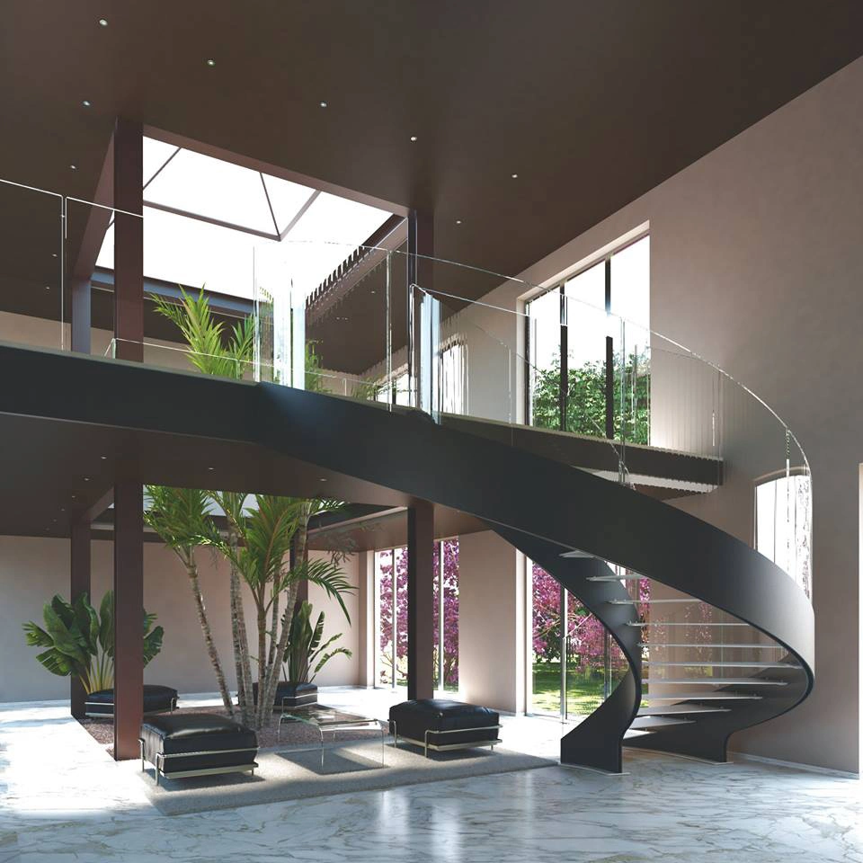 Indoor and Outdoor Glass Spiral Staircase Glass Stairs Railing Prices