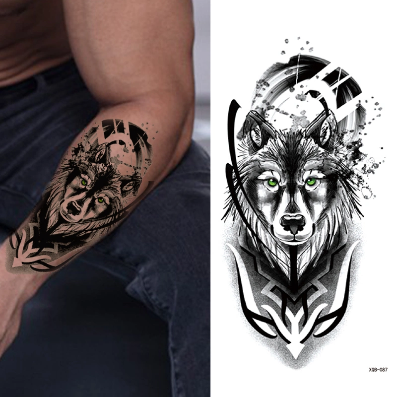 Tatouage temporaire pour le corps de couleur noire à motif animal, imperméable, autocollants pour bras pour homme
