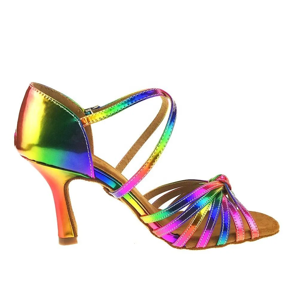 Rainbow Colors suela exterior Salsa Zapatos PU Baile de baile