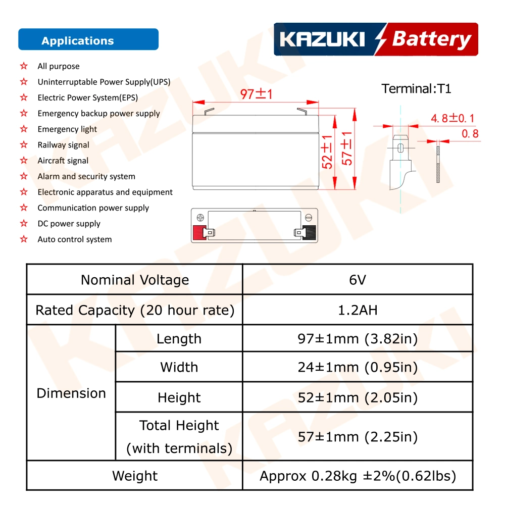 Wholesale/Supplier 6V1.3ah 20hr Battery Electronic Scale Attendance Machine Fire Host Battery