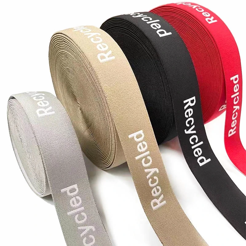 Factory Supply Free Design Recycled Grs Polyester Nylon Strap Webbing 1inch 25mm/30mm/35mm Wide Jacquard Waist Band Woven Elastic Band