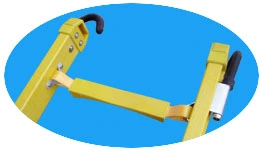 (375LBS) 35kv Yellow 8m Fiberglass Single-Side Grooved Rail Extension Ladder