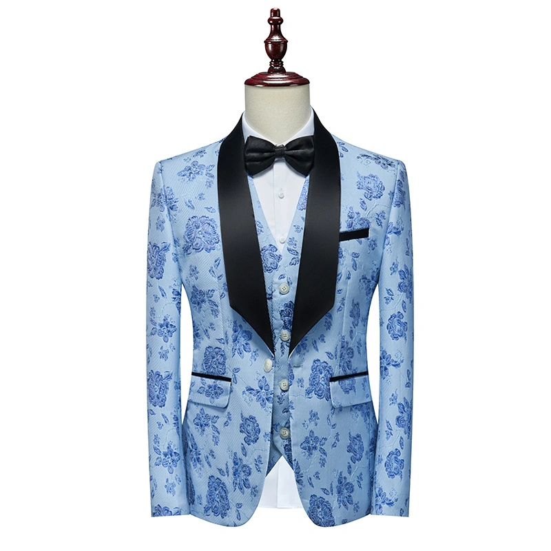 Banquete de negocios de OEM Tuxedo esposo Three-Piece del traje de los hombres de Jacquard