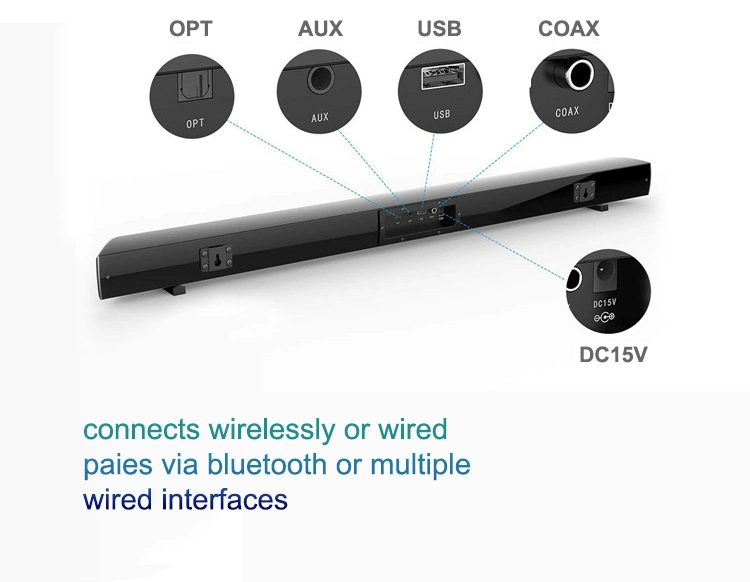 Miboard OEM Wireless Bluetooth Version 5.0+EDR 2.0 Channel Sound Soundbar Speaker for TV/Computer Tablet with 3 DSP Audio