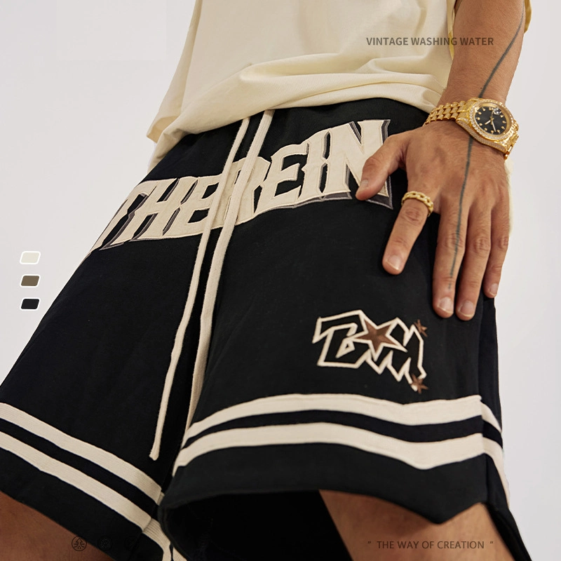 2023 Summer Heavy American Heavy Industry Embroidery Basketball Pants Loose Casual Split Sports Nickel Pants (CFZZK004)