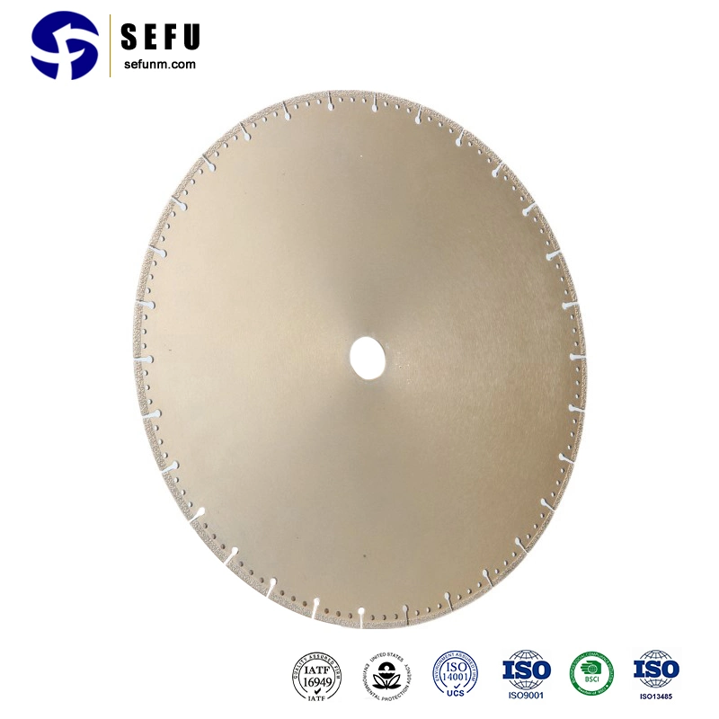 Sefu China Diamond Sharpening Disc Manufacturers 350mm Vacuum Brazed Metal Cutting Disc Saw Blade for Steel Pipe Stone Concrete Iron Concave Grinding Wheel