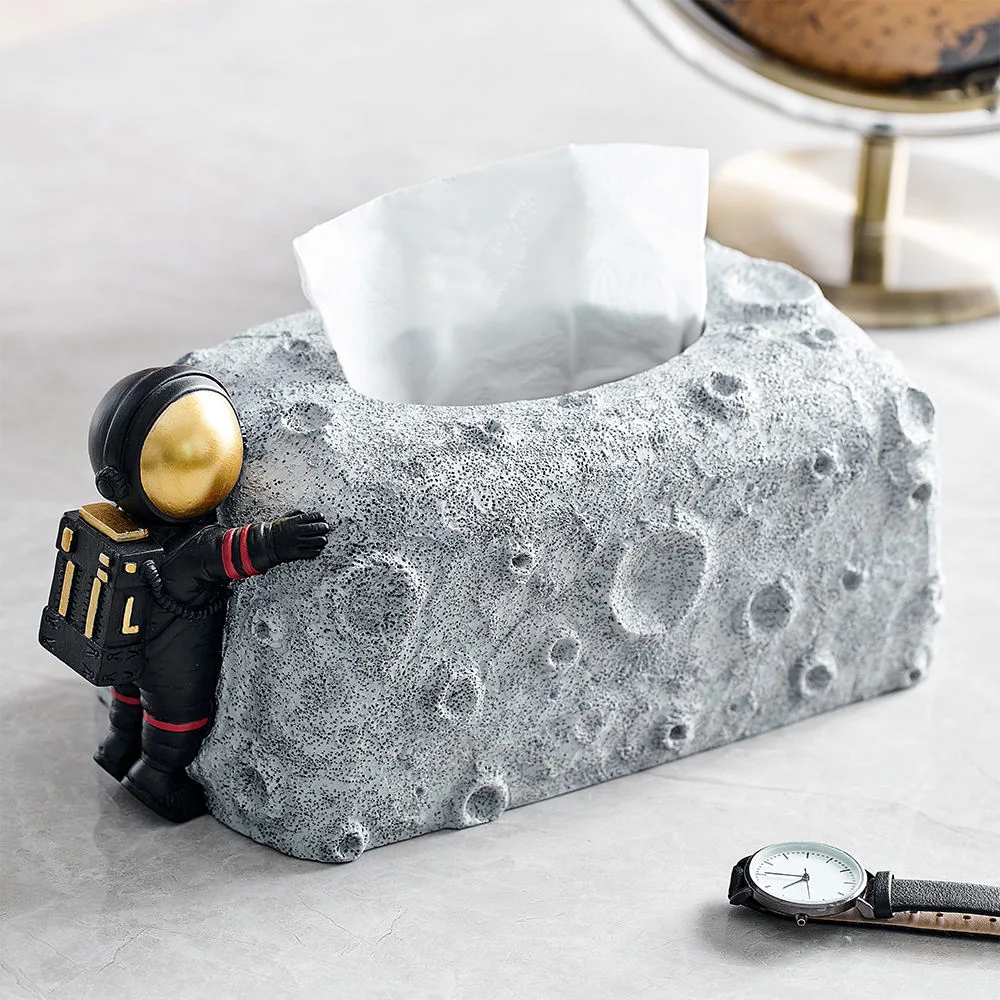 Estilo nórdico Astronaut Statue Resin Craft Tissue Box Home Desktop Acessórios de decoração