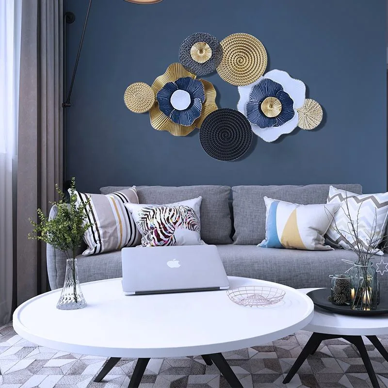 3D Modern Home Decorative Flower Shaped Metal Art Wall Decor for Living Room Hanging Wall Decor