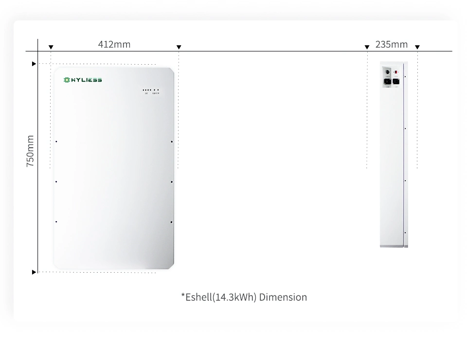 Hyliess 2023 Eshell populaire-14.3K 14,3 kwh basse tension batterie au lithium monté sur un mur de l'énergie Puissance ensoleillée de stockage