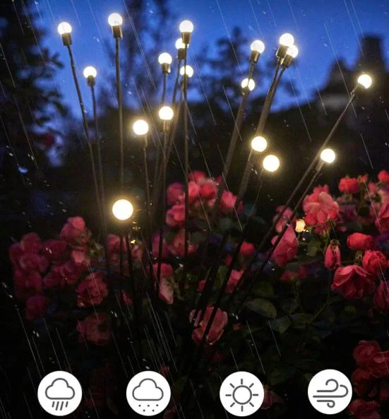 Amazon Hot Sale solaire LED Outdoor Firefly la preuve de l'eau jardin paysager Back Yard pelouse avec jeu de décoration d'éclairage