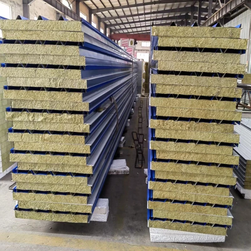 Painéis de Sandwich de lã mineral Rockwool resistente ao fogo a baixo preço para Tejadilho