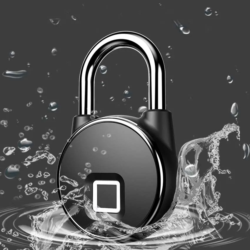 Rechargeable Fingerprint Smart Lock IP65 Waterproof Anti-Theft Security Padlock Door Luggage Case Keyless