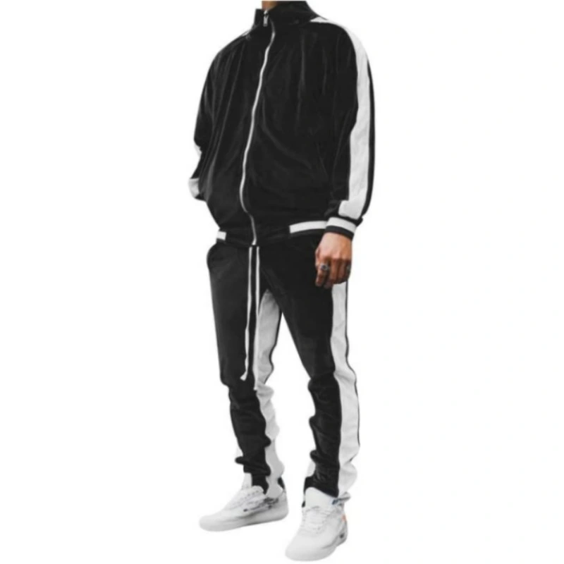 2023 New Men's Warm Velvet Tracksuit Lapel Casual Style Sportswear Tracksuit