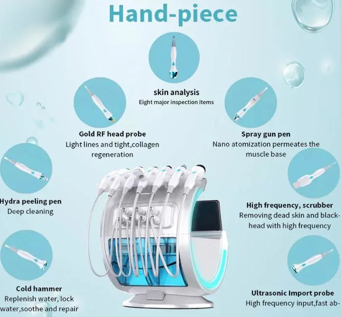 H2O2 H2Hydro Skin Care System 7 in 1 Facials Hydra علاج البشرة بالفقّاعة الصغيرة إزالة الجمال علاج البشرة ببشرة البشرة الحيوية العلاج المائي الأصغر