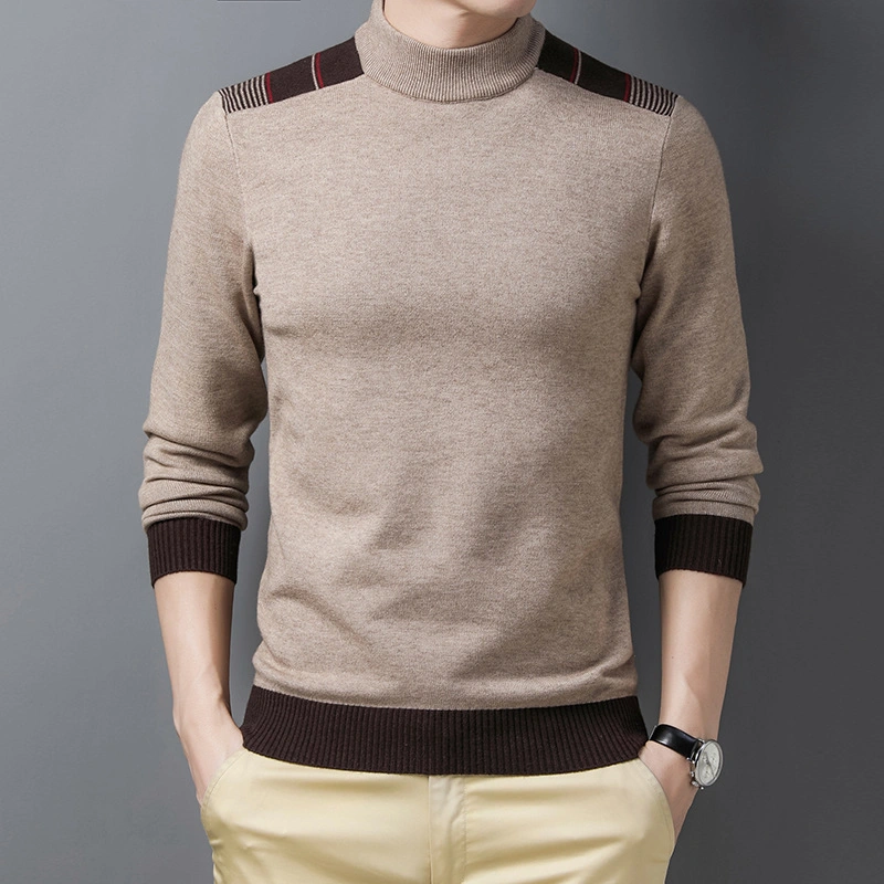 Autumn Winter Half Turtleneck Casual Custom Men Knitted Pullover Sweater