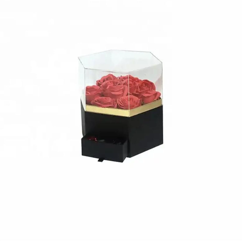 Hexagonal Drawer Acrylic Flower Packing Gift Acrylic Box