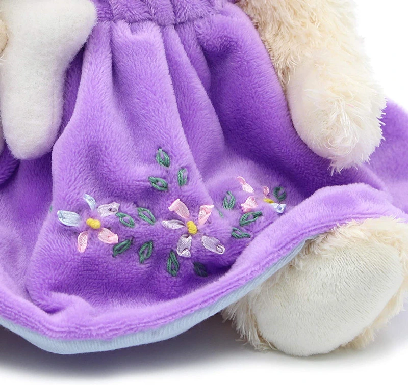 Vestido púrpura suave relleno de peluche de osito para niños de alta calidad Peluche de oso de peluche niña