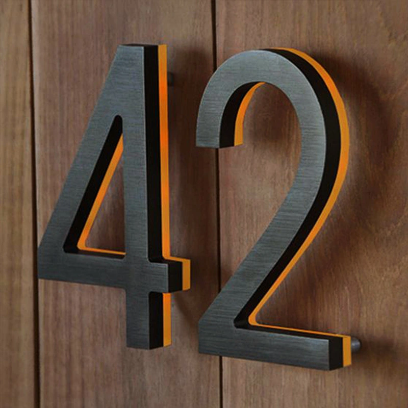 Factory Brushed Stainless Steel LED Luminous House Numbers Door Plate Address Number