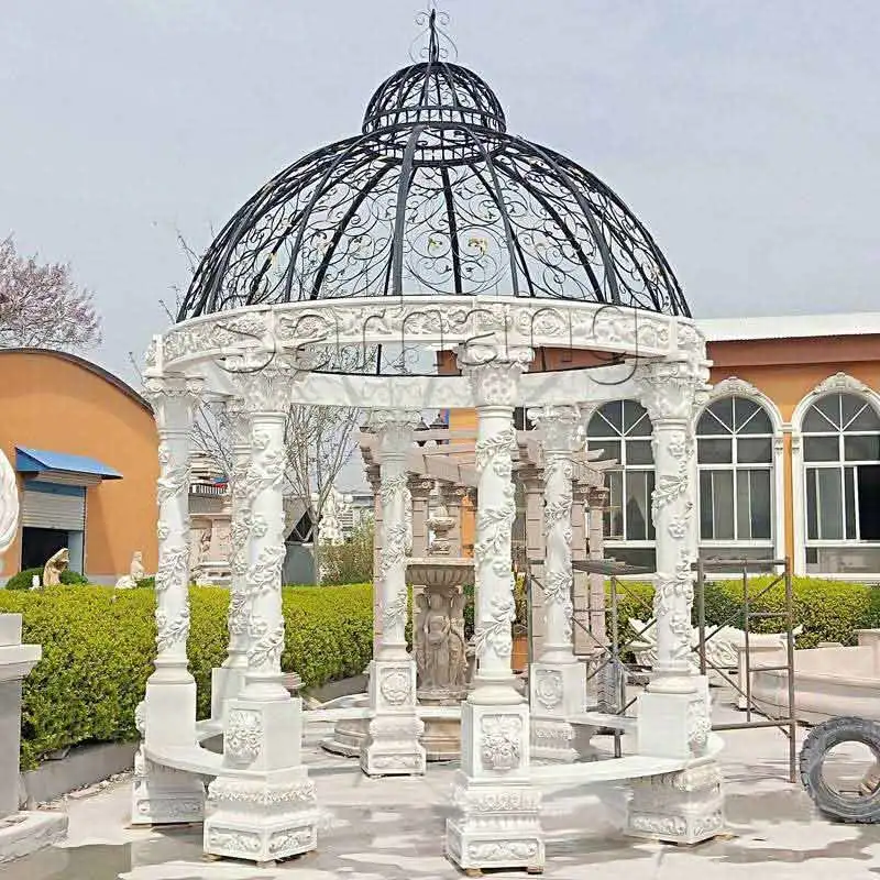 Natural Marble Gazebo Roman Style Large for Outdoor Garden Decoration