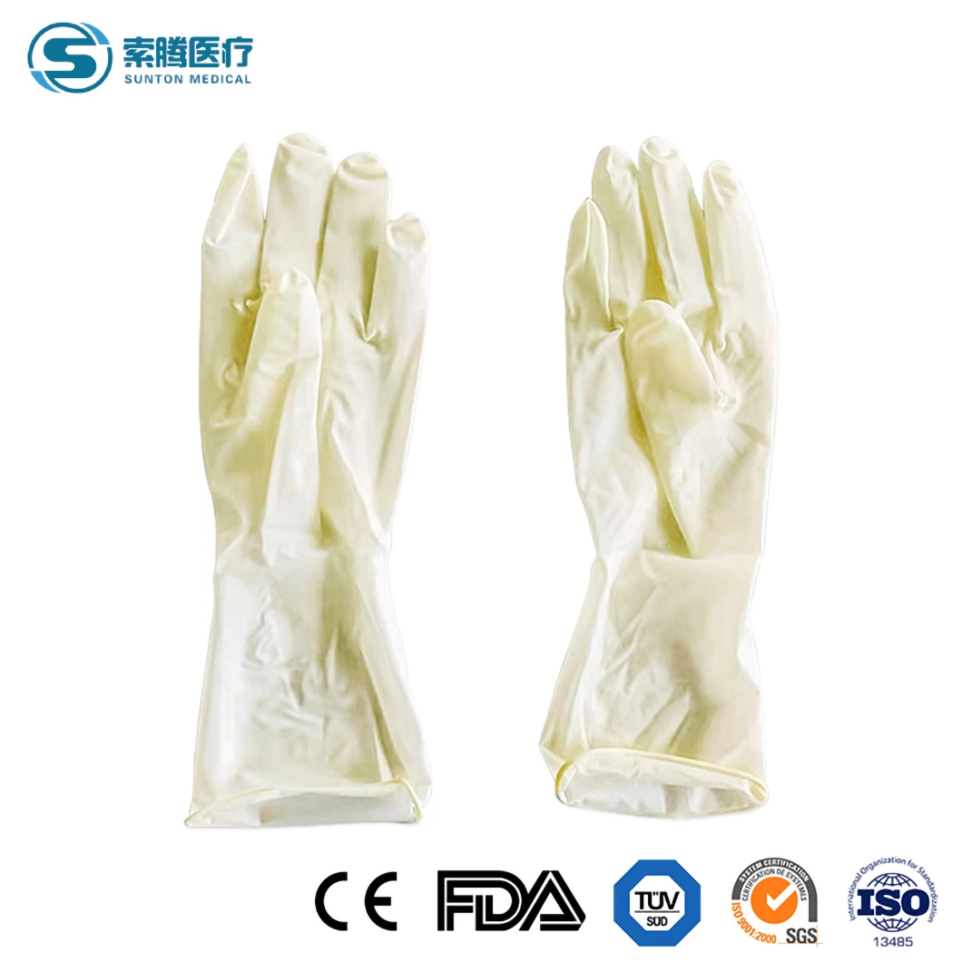 Sunton Powder Free Latex Gloves China Antibacterial Medical Grade Mitten Manufactures 100PCS/Box 10boxes/CTN Packing Surgical Gloves High Quality Latex Gloves