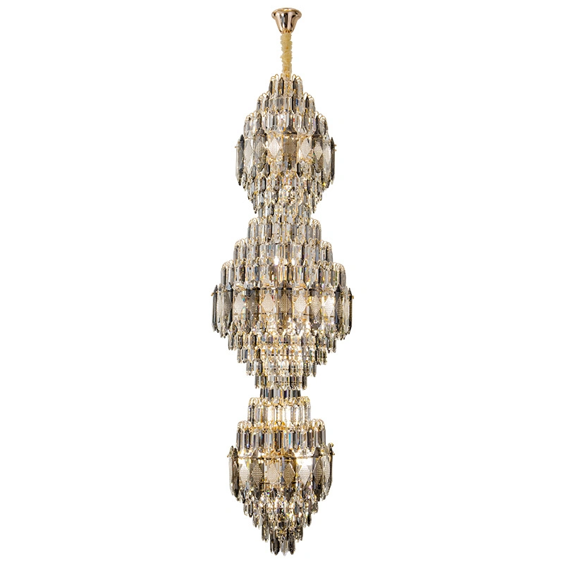 Escada Hot Sale moderna Luxo de alta qualidade Crystal Grande decorativo Lustre de teto alto