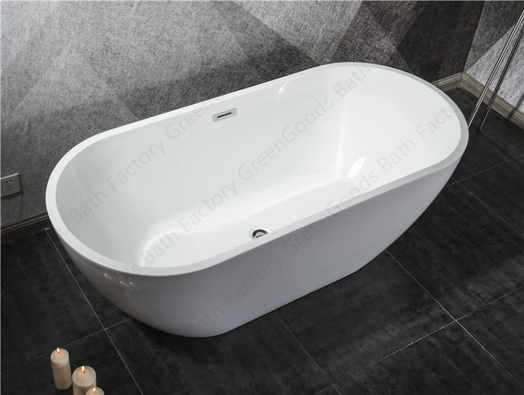 CE Certificate Luxury Free Stand Acrylic Freestanding Oval Bathtub for Sale